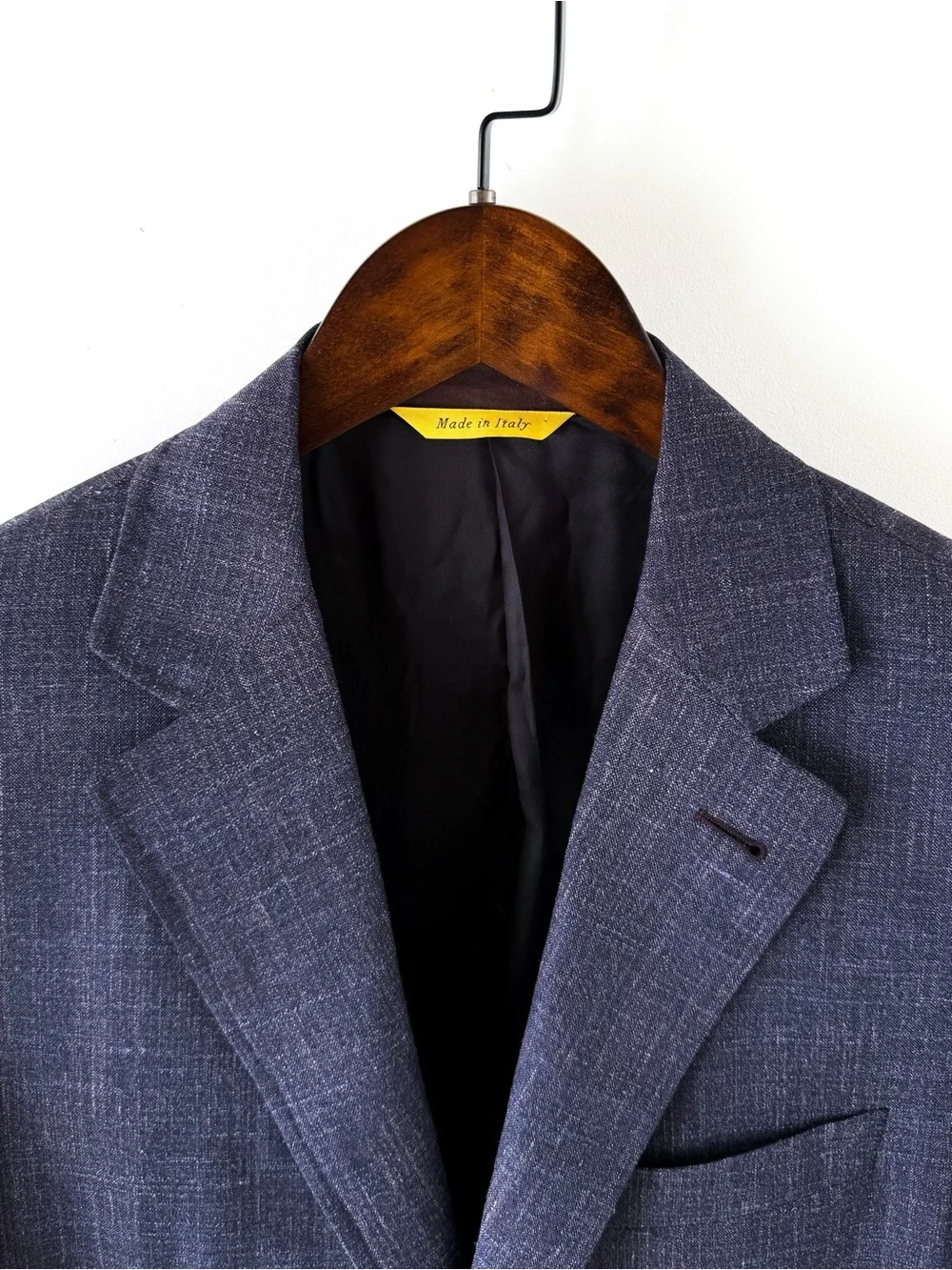 Canali Kei Dark Navy Blue Wool Silk Linen Textured Sport Coat Blazer Men's 42R